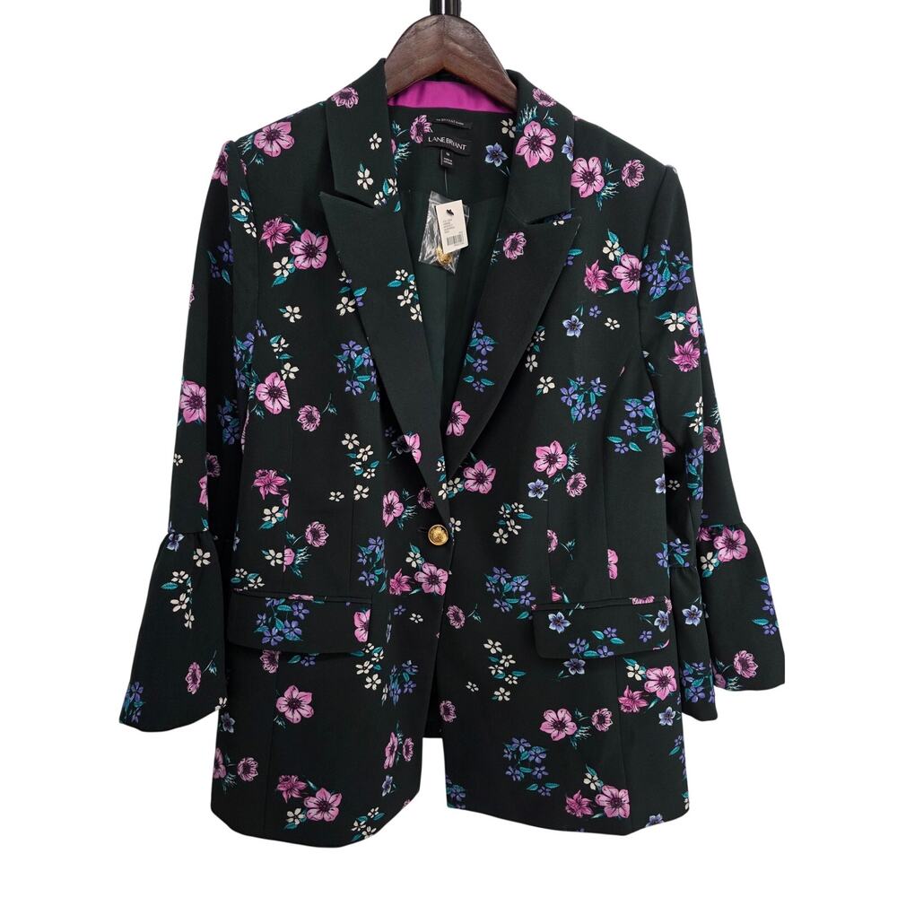 NWT Lane Bryant The Bryant Blazer Belle Sleeve Floral Blazer Size 16